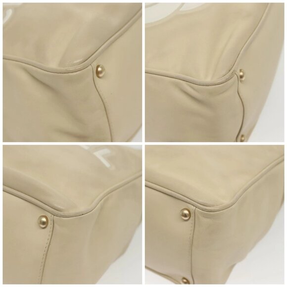 CHANEL Camelia Shoulder Bag Leather Beige Gold CC Auth 137317 - Picture 14 of 16